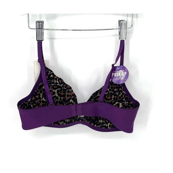 B.Tempt'd by Wacoal b.wow'd Push-Up Bra NWT Purple/Animal Print‎ 32C - Picture 3 of 6